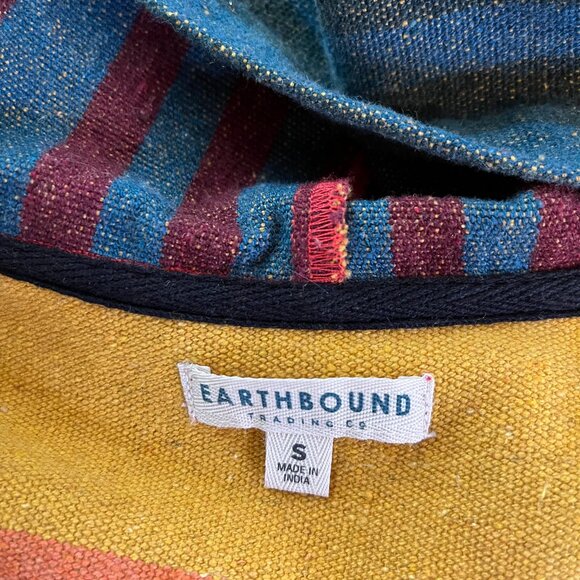 Earthbound Adult S Open-Front Hooded Jacket Cotton Southwestern Stripe - Picture 2 of 8